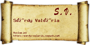 Sárdy Valéria névjegykártya