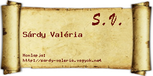 Sárdy Valéria névjegykártya